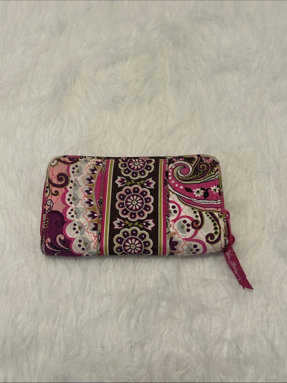 Vera Bradley Pink Paisley Quilted Zip Around Wallet